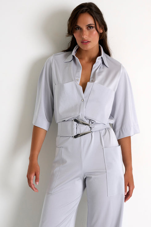 Shan Glitter Chrome effect jumpsuit